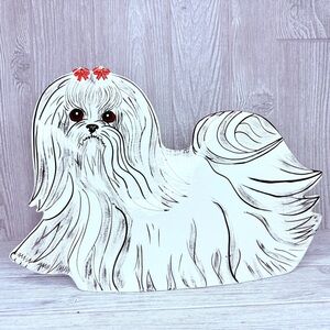 Dogs By Nina Lyman maltise Extra Large Figural flower Planter Vase ceramic